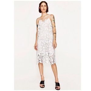 Zara White Lace Slip Dress Medium